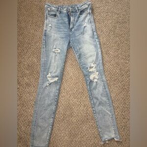 American Eagle Outfitters Light Blue Distressed Skinny Jeans